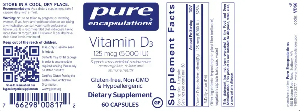 Vitamin D3 125 mcg (5000 IU) back