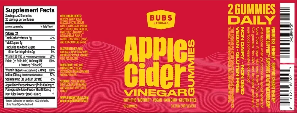 Apple Cider Vinegar Gummies back