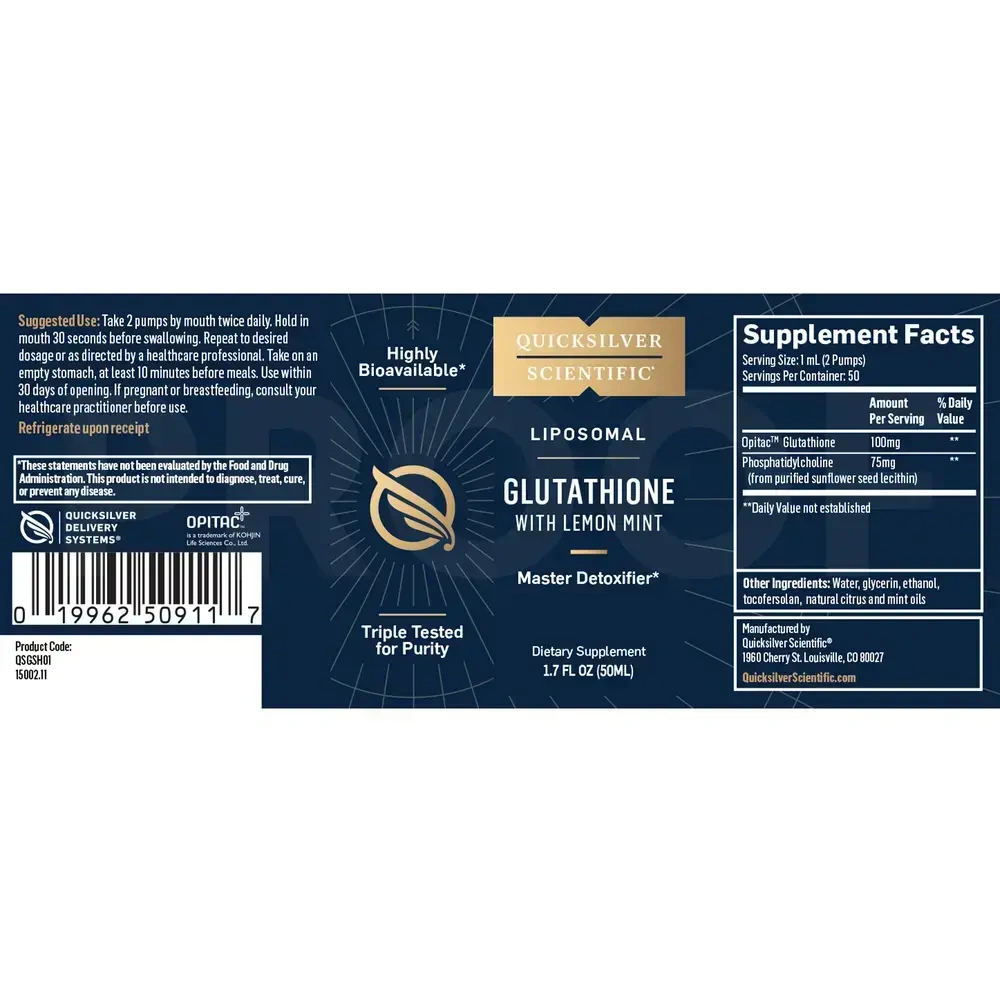 Liposomal Glutathione Lemon Mint back