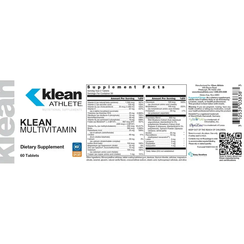 Klean Multivitamin back