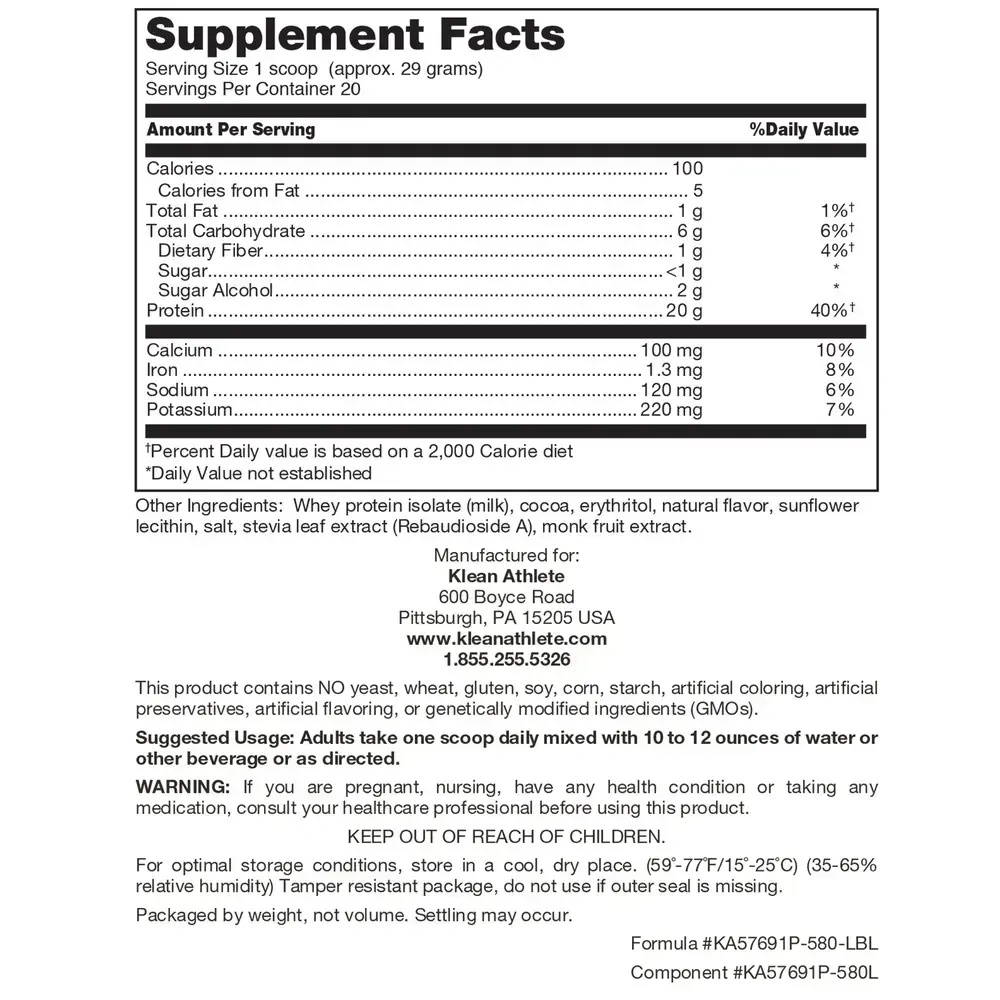 Klean Athlete Klean Isolate- Natural Chocolate back