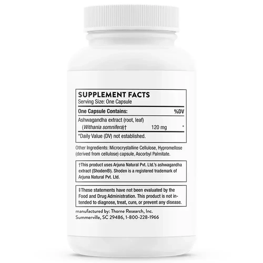 Thorne Ashwagandha label