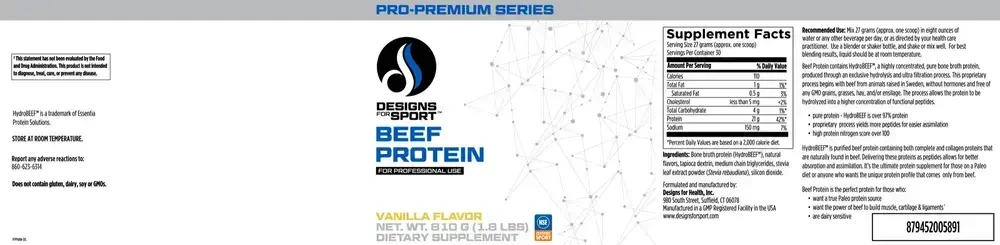 DFS Grass Fed Beef Protein Vanilla back