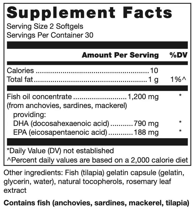 Klean DHA label