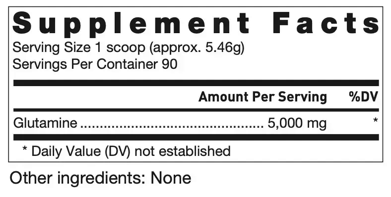Klean Glutamine label