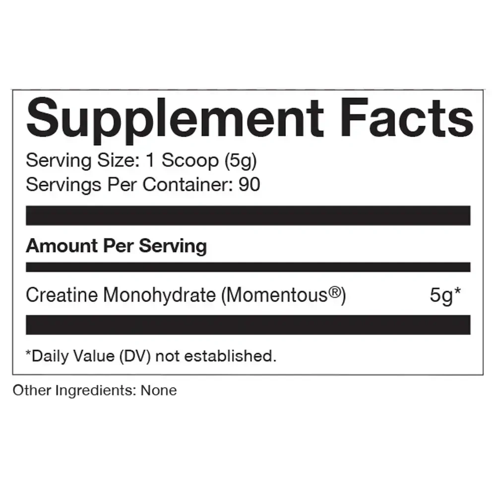 Momentous Creatine Unflavored label