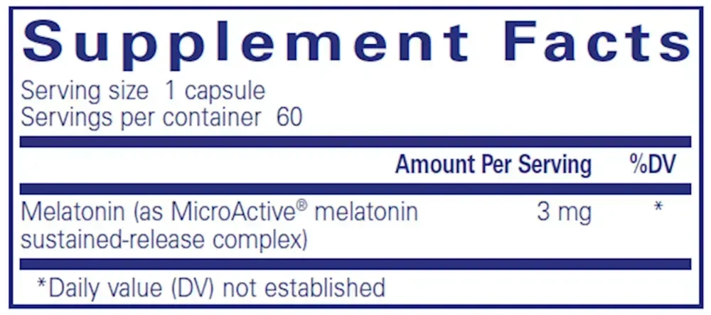 Pure Encapsulations Melatonin-SR label