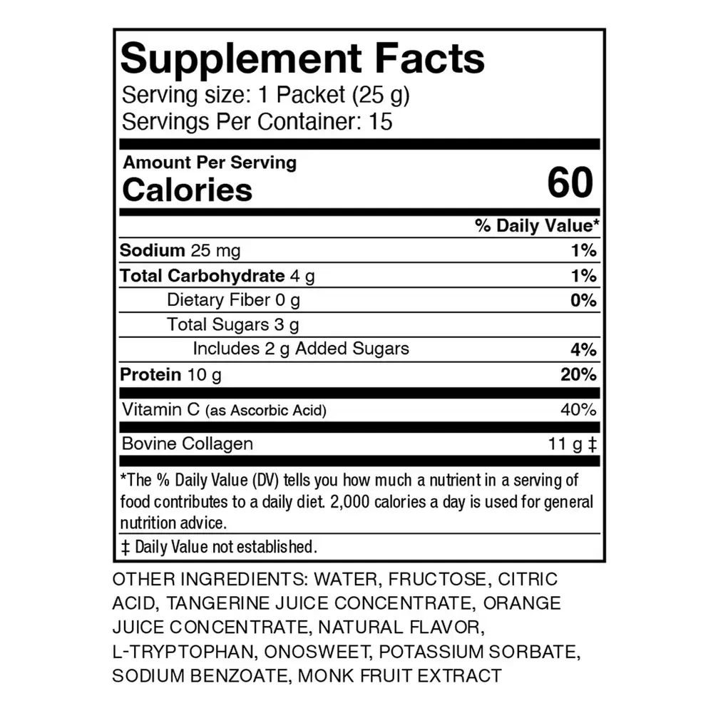 Momentous Collagen Shot- Orange Mango label