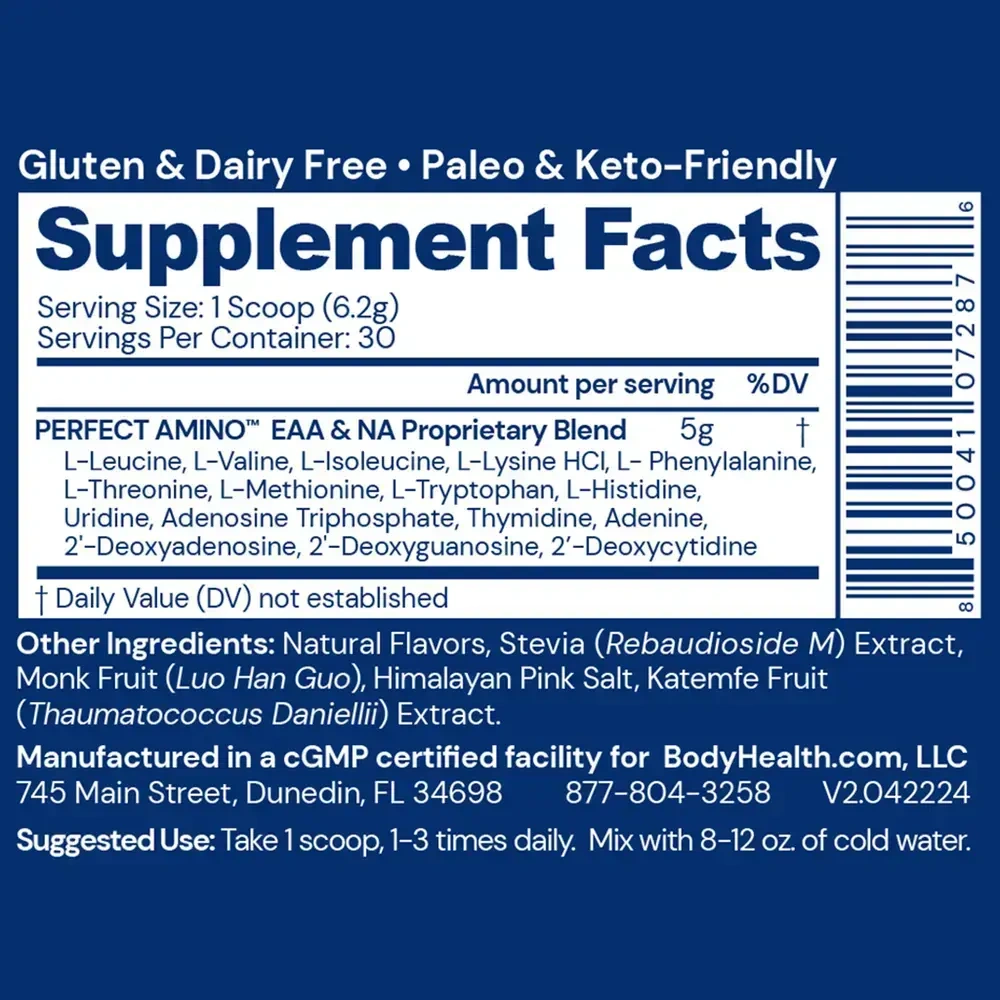BodyHealth PerfectAmino Powder- Vanilla label