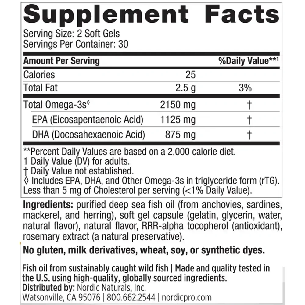 Nordic Naturals ProOmega 2000 Softgels Lemon label