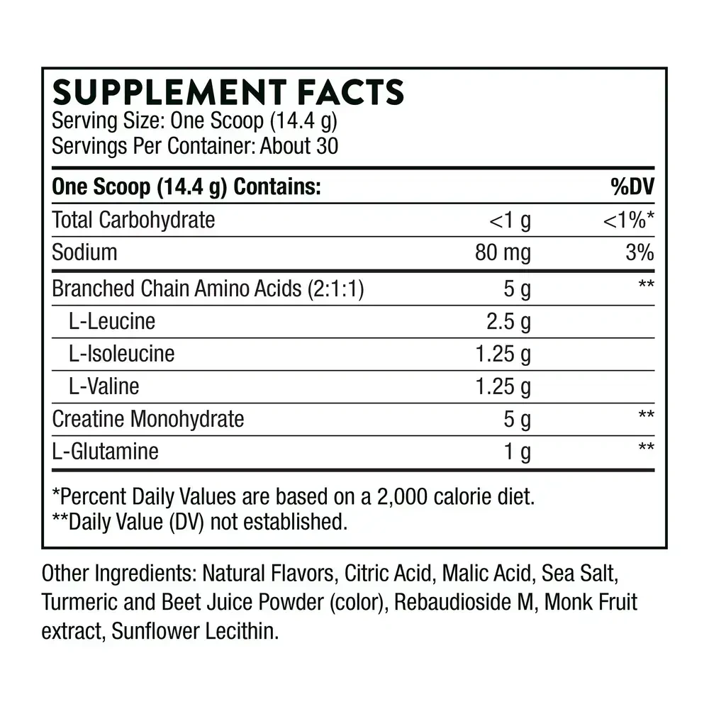 Thorne Creatine + BCAAs- Peach Mango label