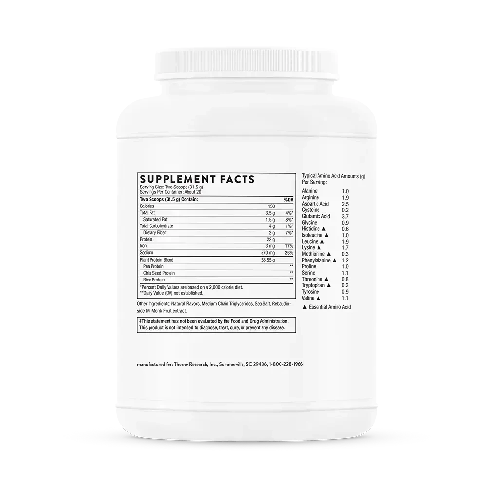 Thorne Plant Protein Vanilla label