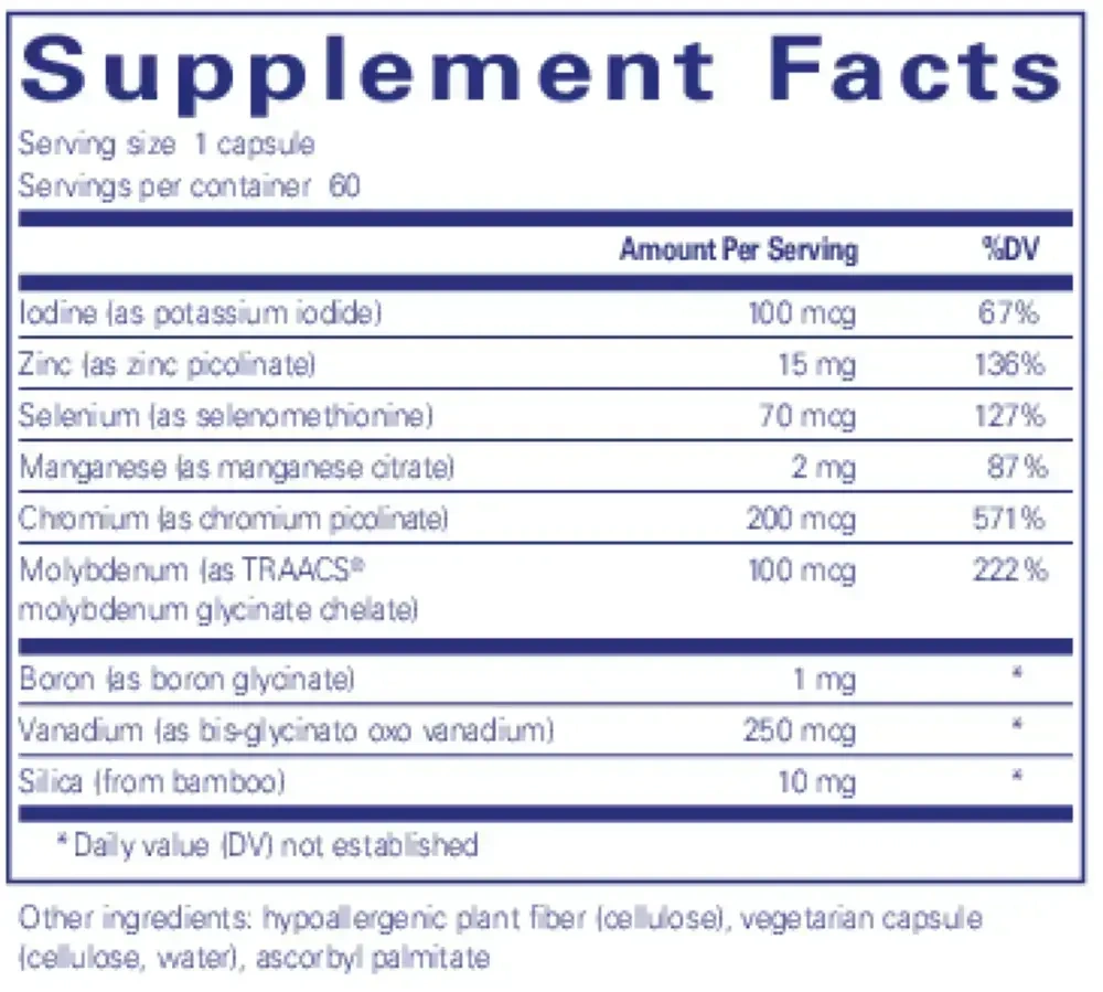Pure Encapsulations Trace Minerals label