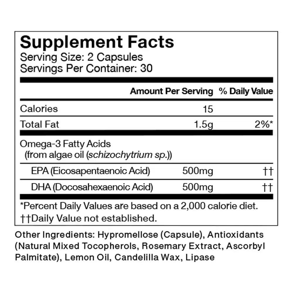 Momentous Vegan Omega 3 label