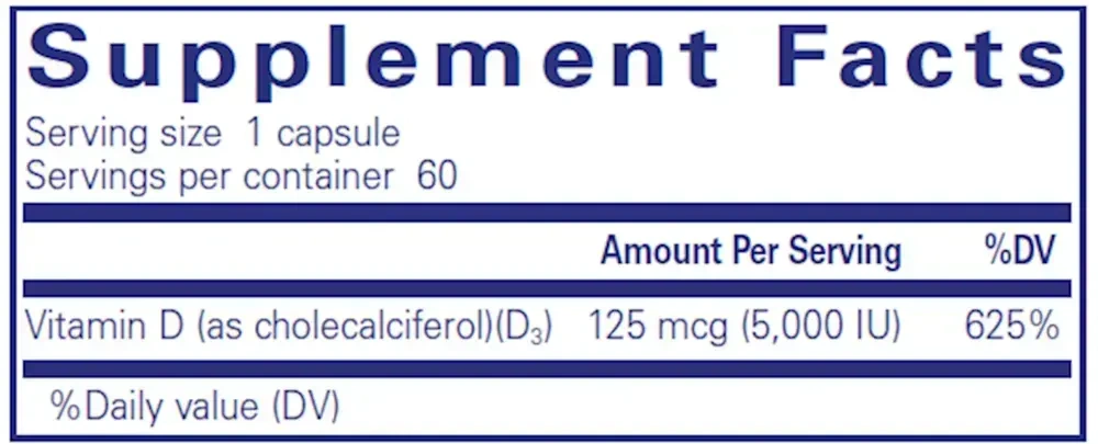 Vitamin D3 125 mcg (5000 IU) label