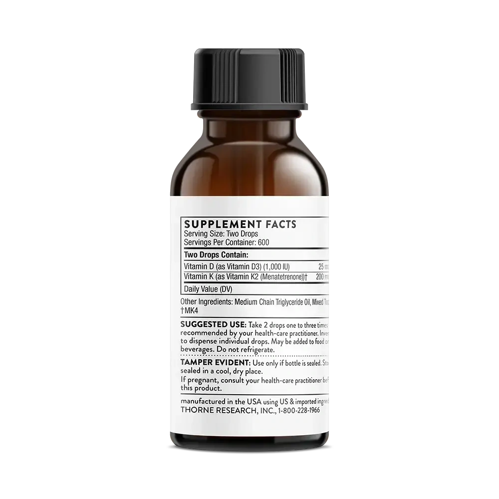 Thorne Vitamin D + K2 Liquid back